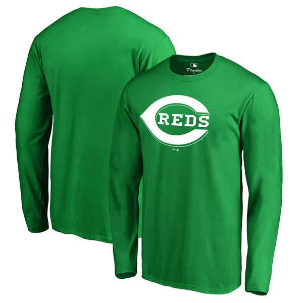 Men's Cincinnati Reds Fanatics Branded Kelly Green St. Patrick's Day White Logo Long Sleeve T-Shirt,We sell and wholesale Men's Cincinnati Reds Fanatics Branded Kelly Green St. Patrick's Day White Logo Long Sleeve T-Shirt on line form chian!
